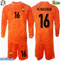 Frankrike Mike Maignan #16 Keeper Bortedraktsett Barn EM 2024 Langermet (+ Korte bukser)